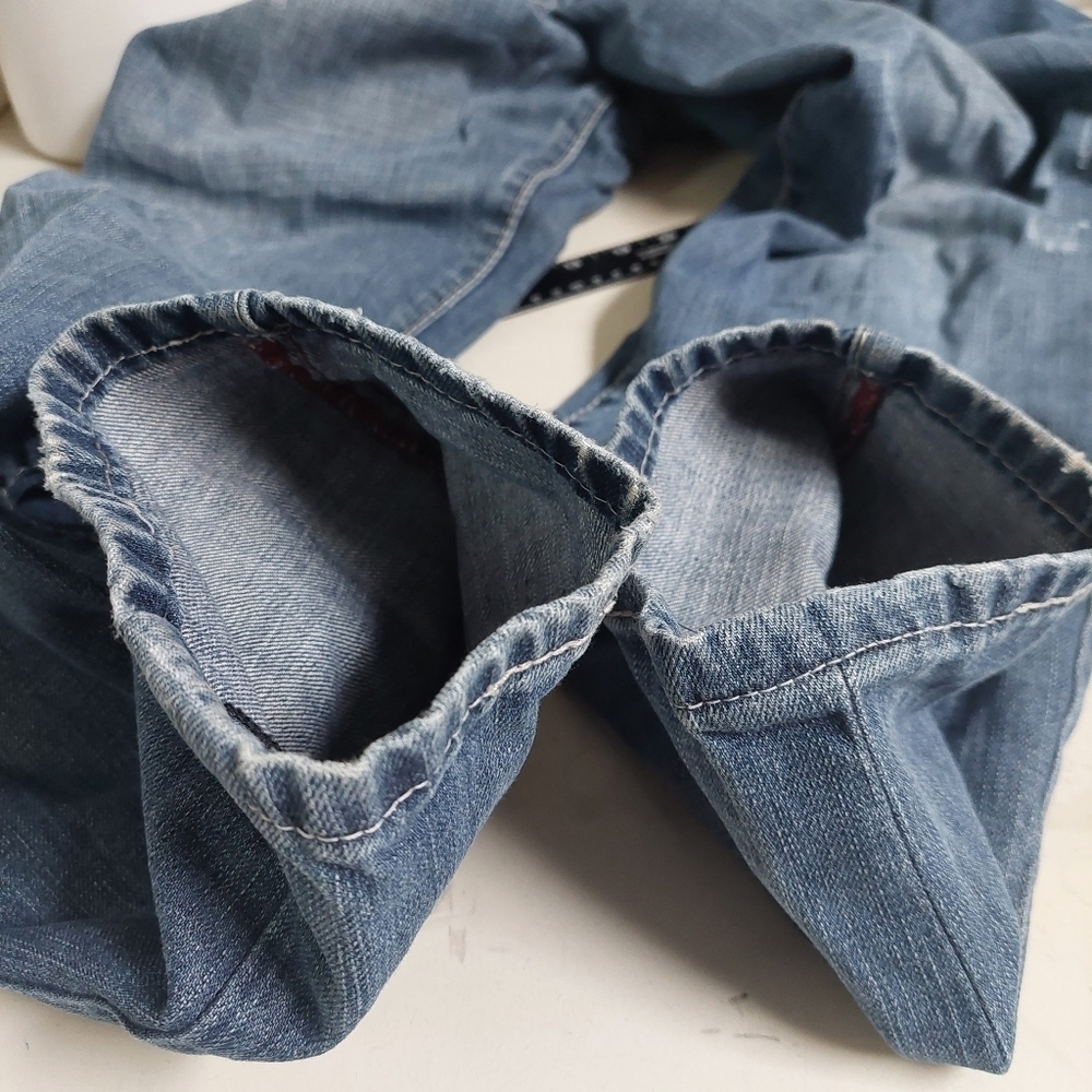 Seven 7 Blue Pants Denim Jeans Men Distressed Straight Fit Size 36 - Picture 6 of 14